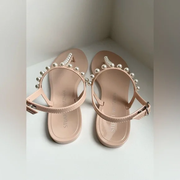 Stuart Weitzman Goldie Embellished Jelly Thong Sandals - size 9 - Picture 3 of 5